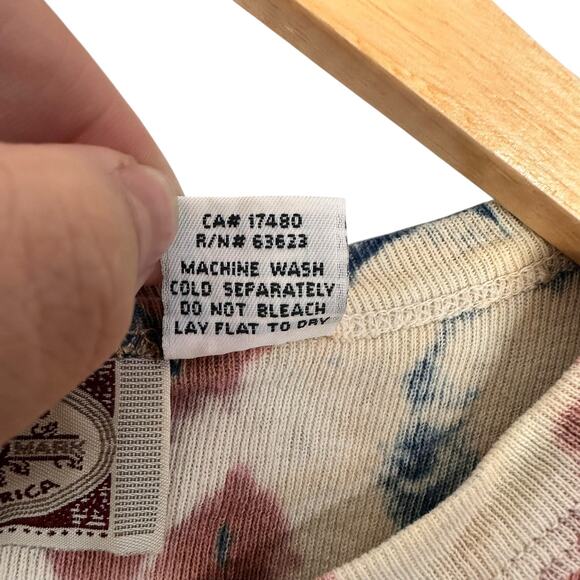 Vintage Y2K Grass Rags 100% Cotton Made in USA Ribbed Earthy Tie Dye Tee Sz M - Picture 3 of 8